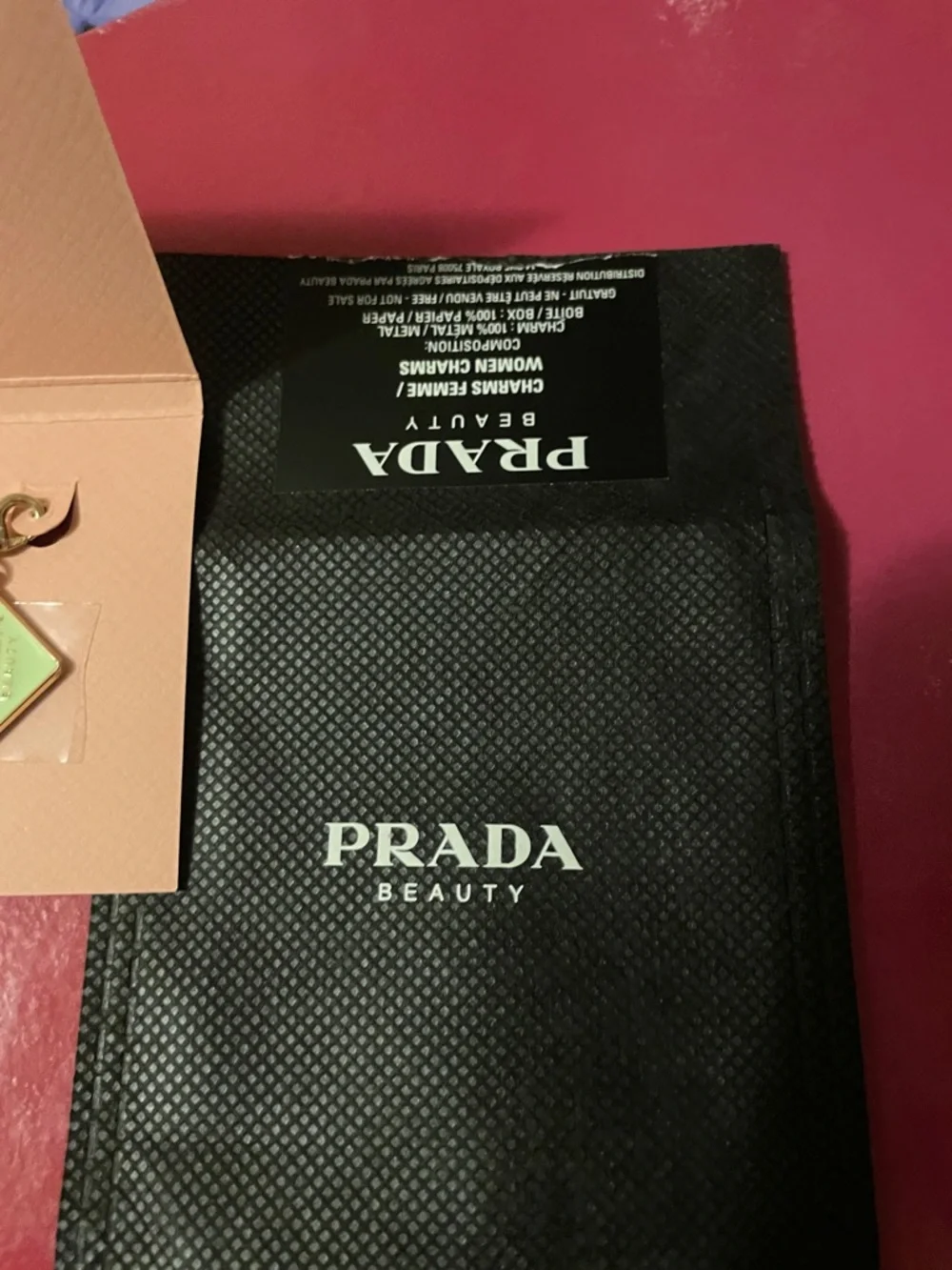 Prada Gold & Pink Enamel Logo Charm Set - Picture 4 of 15